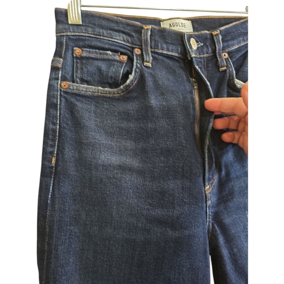 Agolde Pinch Waist High Rise Jeans In Dark Wash Non-distressed 27 Slim Ankle - Picture 3 of 7